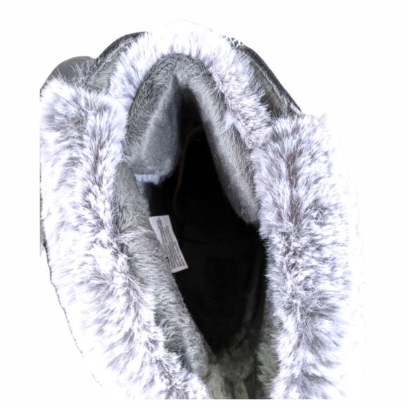 Jambu Women's Mayland Waterproof Grey Faux Fur Lace-Up Winter Duck Boots - Picture 6 of 12